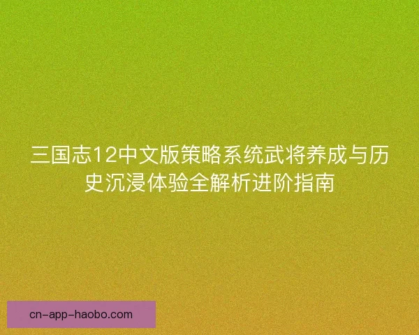 三国志12中文版策略系统武将养成与历史沉浸体验全解析进阶指南