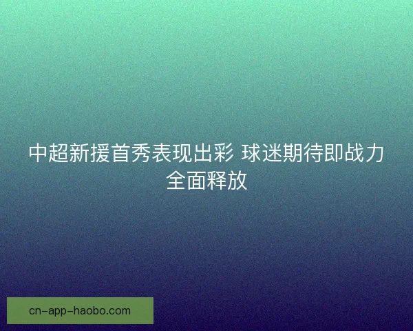 中超新援首秀表现出彩 球迷期待即战力全面释放